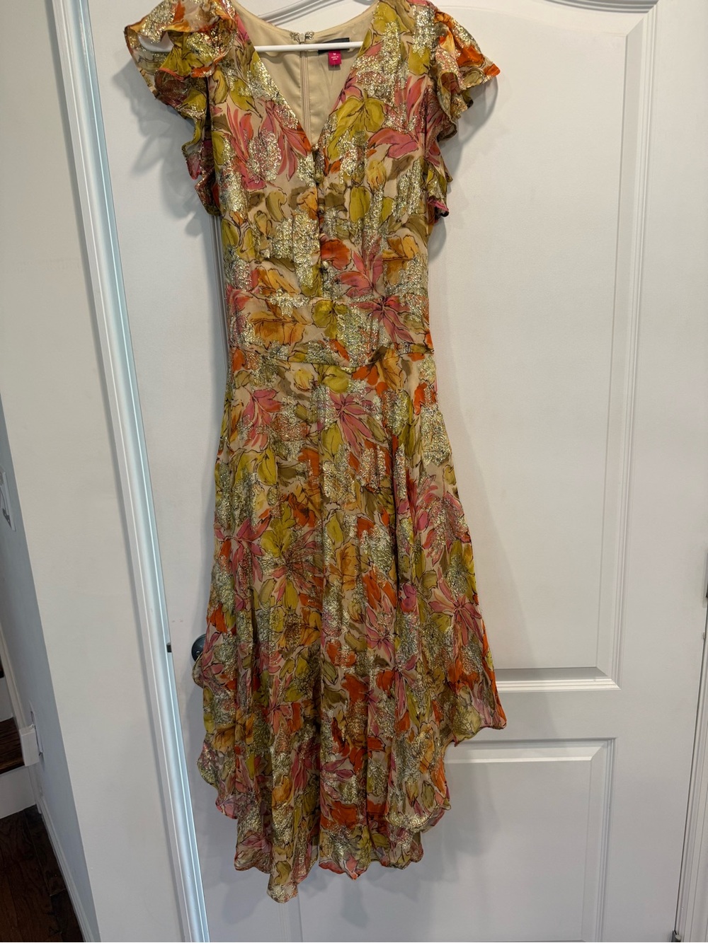 Vince Camuto Floral High-Low Dress in Yellow, Pink and Orange